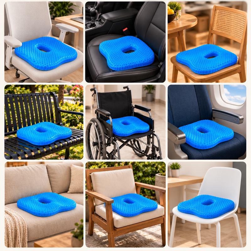 The gel cushion on office, car, dining, garden and wheelchair seats