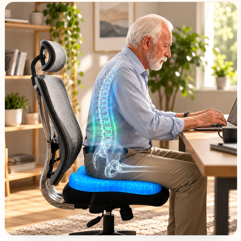 The gel cushion on a home office chair